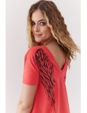 Asymmetric coral tunic with wings on the back 3321 - Online store - Boutique